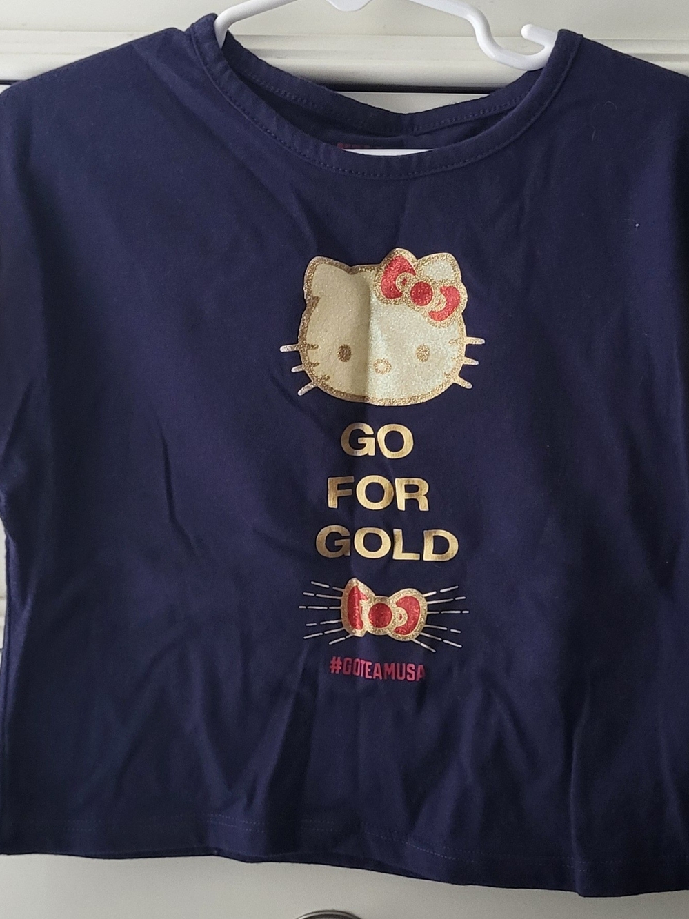 Hello Kitty Navy Top with Gold Sequin Sleeves - 6/6x